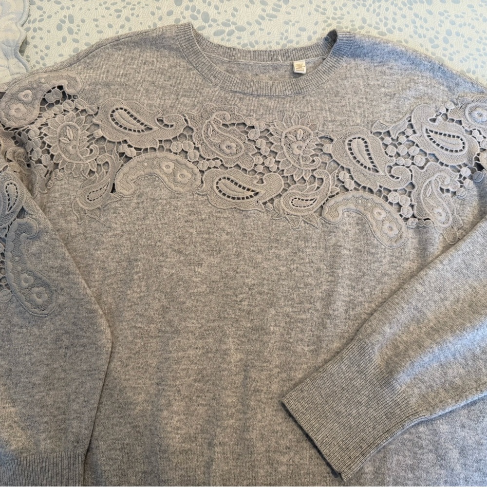 Ted Baker Gray Lace Accent Sweater